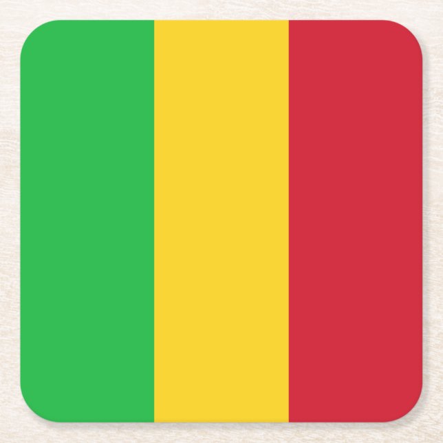 Mali Flag Square Paper Coaster (Front)