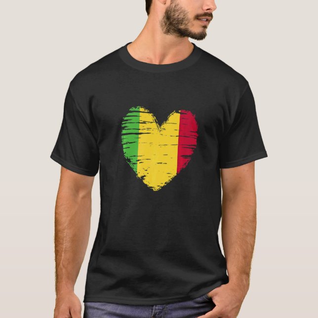 Mali Heart Malian Flag Malian Pride T-Shirt (Front)