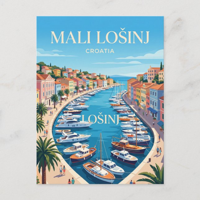 Mali Lošinj Harbour Croatia Postcard (Front)