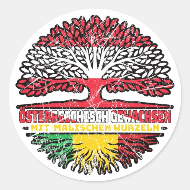 Mali Malisch Österreichisch Österreich Baum Wurzel Classic Round Sticker (Front)