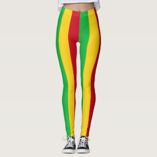 Mali National Flag Colours Vertical Striped Leggings