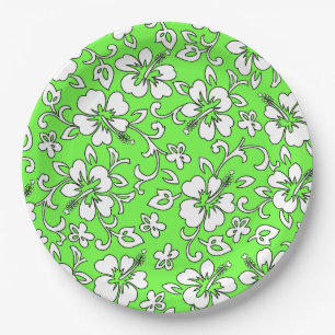 Malia Hibiscus Hawaiian Floral Paper Plate