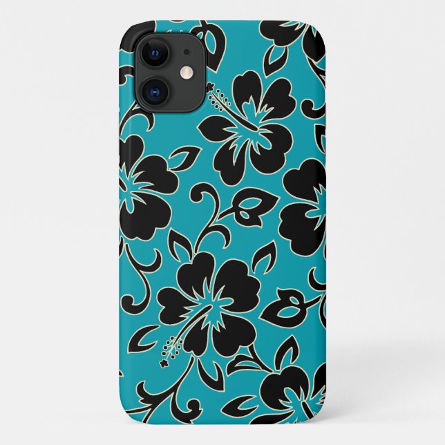 Malia Hibiscus Hawaiian Floral Teal Case-Mate iPhone Case (Back)