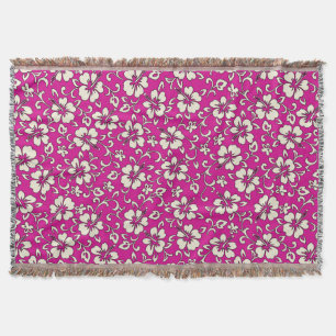 Malia Hibiscus Hawaiian Floral Throw Blanket