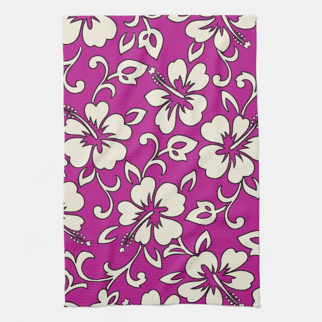 Malia Hibiscus Hawaiian Kitchen Towel (Vertical)