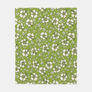 Malia Hibiscus Hawaiian Pareau Print Fleece Blanket