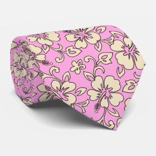 Malia Hibiscus Hawaiian Pareau Print Tie