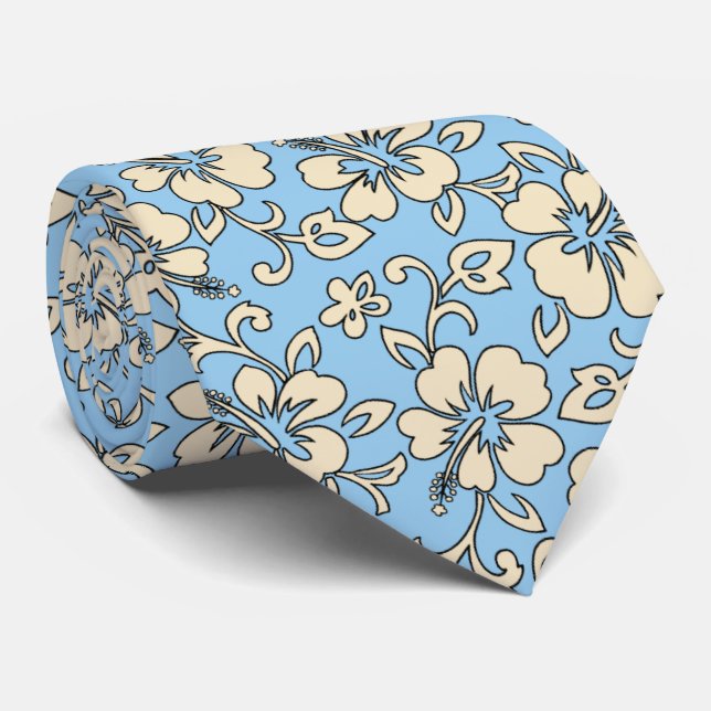 Malia Hibiscus Hawaiian Pareau Print Tie (Rolled)