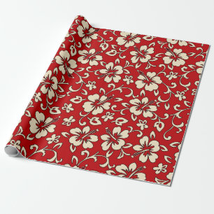 Malia Hibiscus Hawaiian Pareau Print Wrapping Paper
