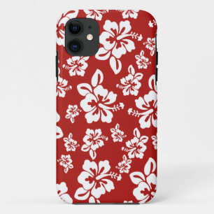 Malia Hibiscus  -  Red Hawaiian Pareau Print iPhone 11 Case