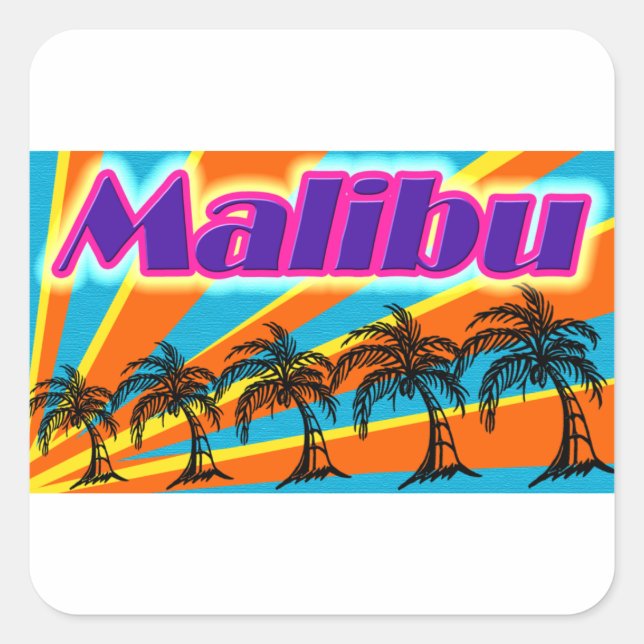 Malibu 5 Palm Trees Stickers (Front)