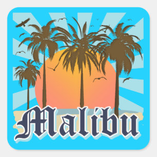 Malibu Beach California CA Square Sticker