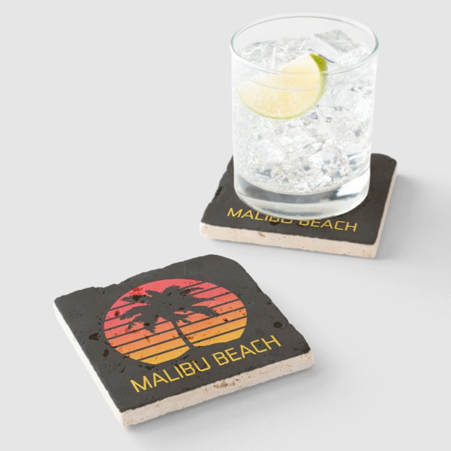 Malibu Beach California  Stone Coaster (Side)