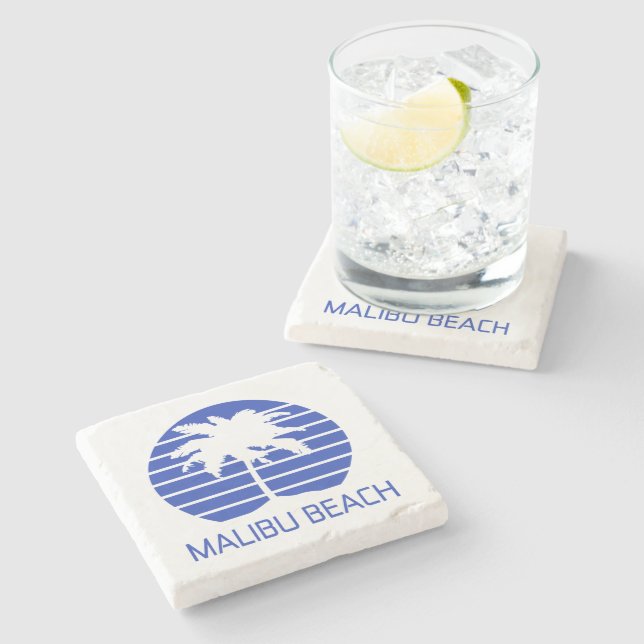 Malibu Beach California Stone Coaster (Side)