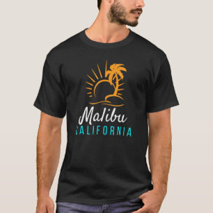 Malibu Beach California Sunset Retro Palm Trees 1 T-Shirt