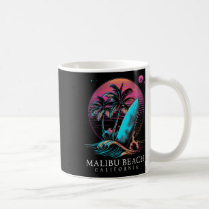 Malibu Beach California Surf Board Vintage Surfing Coffee Mug