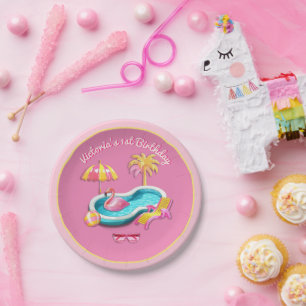 Malibu Beach Doll Retro Birthday Pool Party Paper Plate