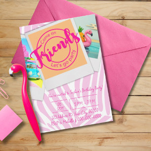 Malibu Beach, Girl, Pink Birthday Party Invitation