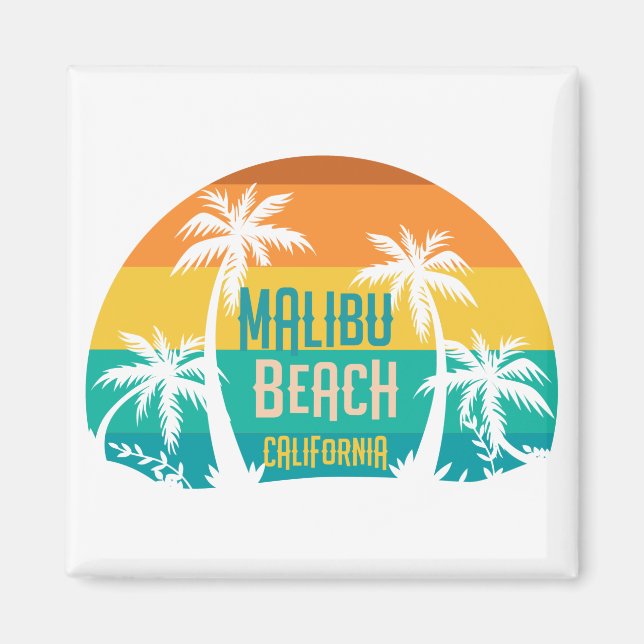Malibu Beach Retro Magnet (Front)