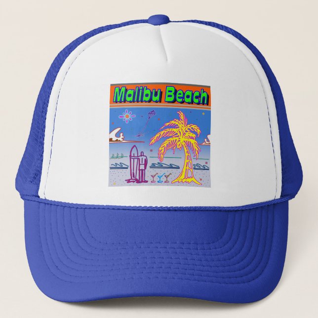 "Malibu Beach" Surfer Hat (Front)