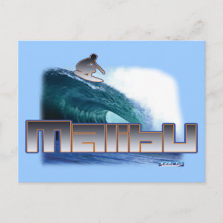 Malibu Beach Surfing Postcard