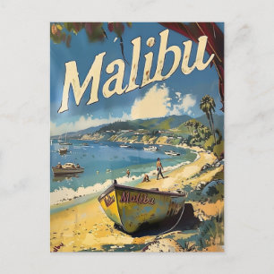 Malibu Beach Vintage Postcard