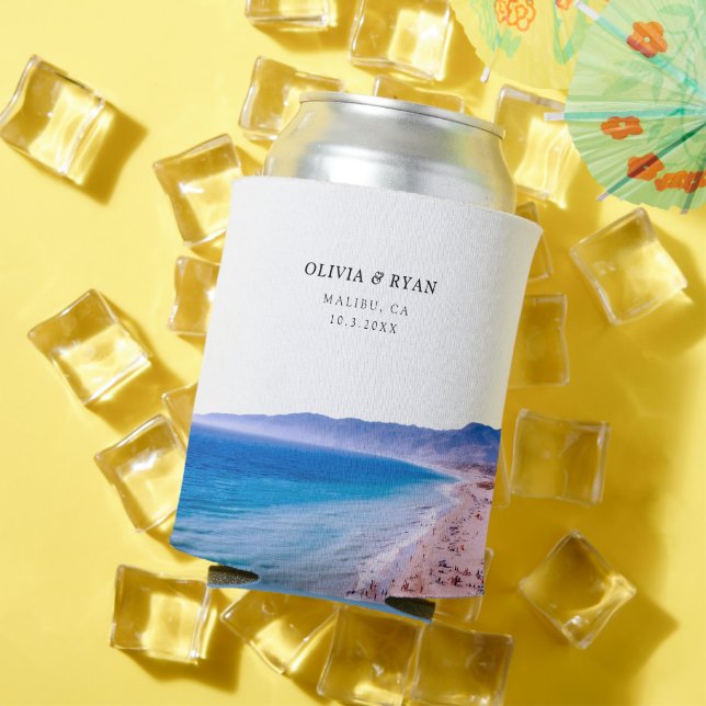 Malibu Beach Wedding Favour Custom  Can Cooler (In Situ Summer)