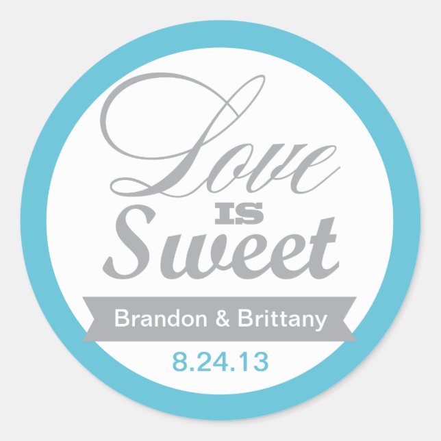 Malibu Blue and Grey  Favour Stickers (Front)