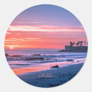 Malibu, CA, beautiful scenic photograph, Classic Round Sticker