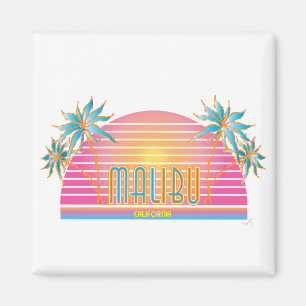 Malibu-CA-Sun Palm Trees Cool Logo Magnet