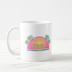 Malibu, CA Sun, Palm Trees Graphic Girl's T-shirt Coffee Mug