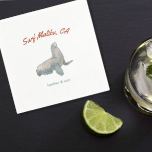 Malibu California Custom Wedding Paper Napkin