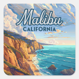 Malibu California Los Angeles El Matador Beach  Square Sticker