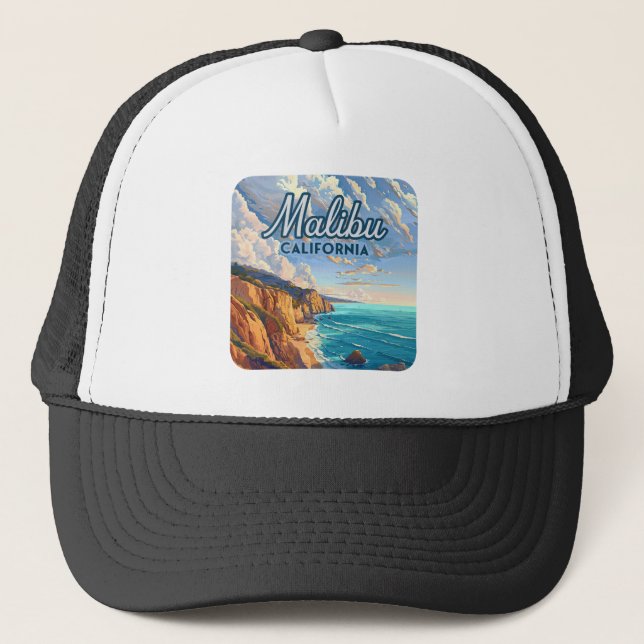 Malibu California Los Angeles El Matador Beach  Trucker Hat (Front)