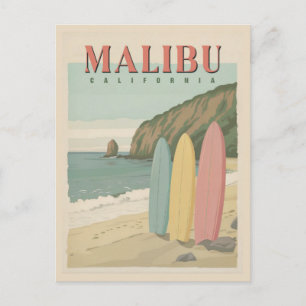 Malibu, California Postcard - Sun, Sand, and Surf 