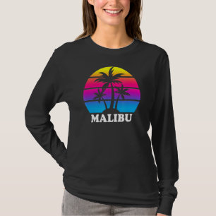Malibu California Retro Palm Tree Sunset Vacation T-Shirt