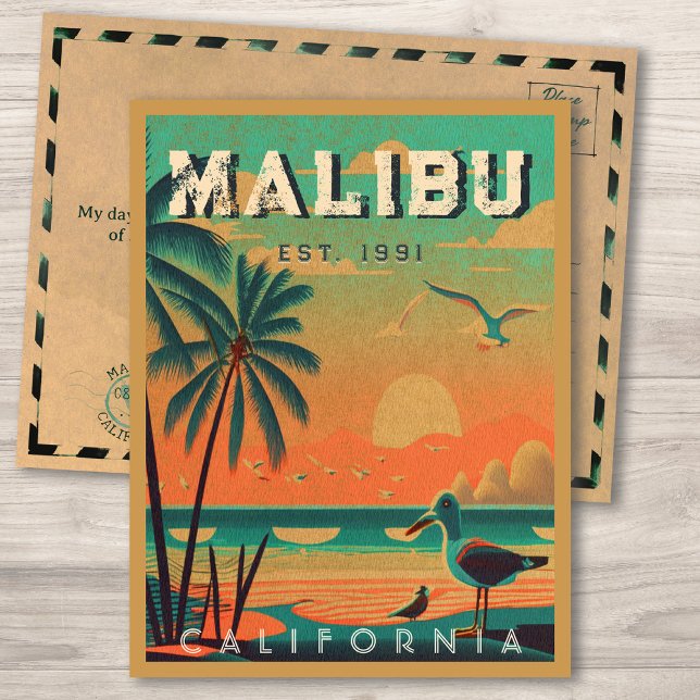 Malibu California Retro Sunset Souvenirs 1950s Postcard (Creator Uploaded)