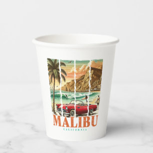 Malibu California - Sports Car Scenic Coastal View Paper Cups
