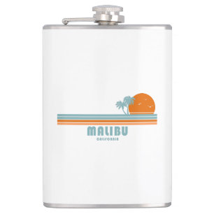 Malibu California Sun Palm Trees Hip Flask