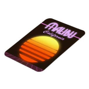 Malibu California sunset travel poster Magnet