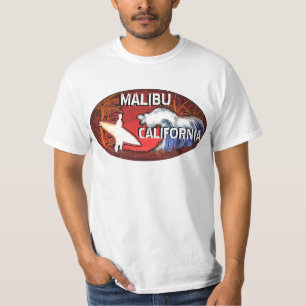 Malibu California surfer wave art value tee