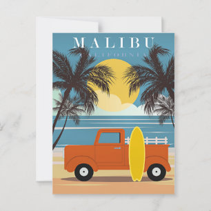 Malibu, California Travel Poster, Postcard