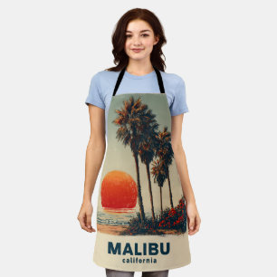 Malibu California Vintage Travel Poster Apron