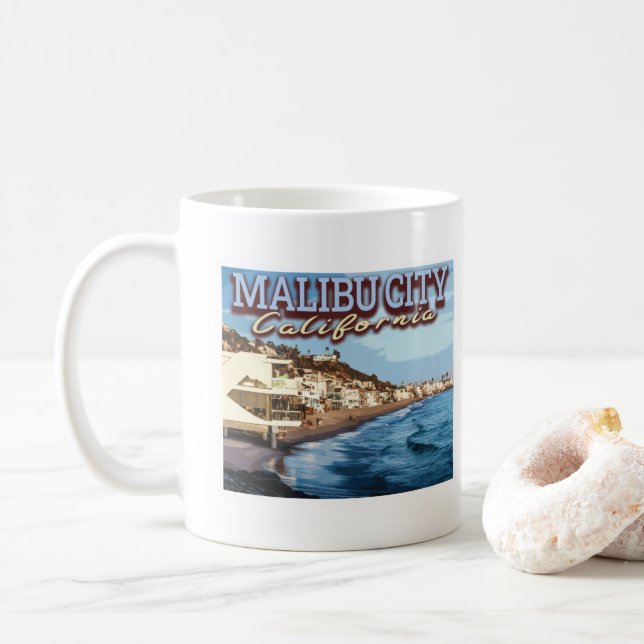 MALIBU CITY - LOS ANGELES CALIFORNIA COFFEE MUG (With Donut)