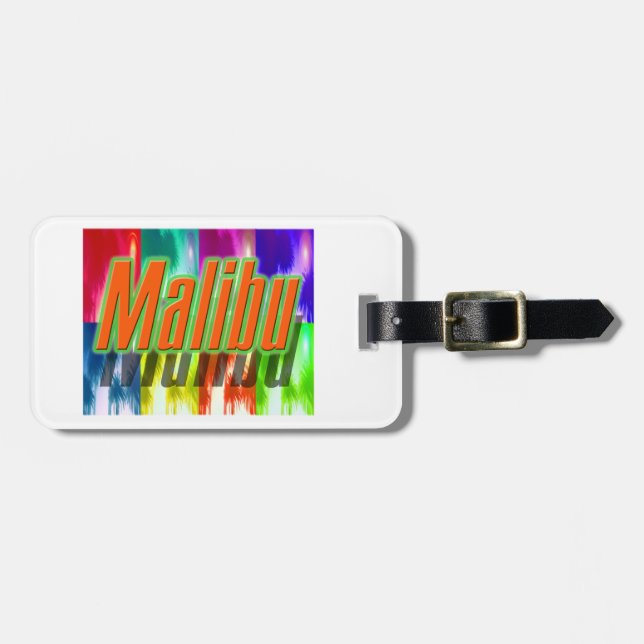"Malibu" Colourful Palms Luggage Tag (Front Horizontal)