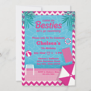 Malibu Doll Beach Pool Birthday Invitation