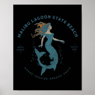 Malibu Lagoon State Beach California Retro Vintage Poster
