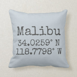 Malibu Latitude and Longitude Cushion