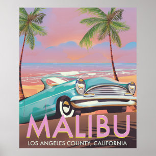 Malibu, Los Angeles, California travel poster