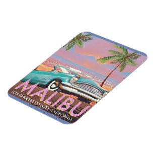 Malibu, Los Angeles, California travel poster Magnet